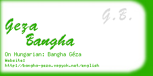geza bangha business card