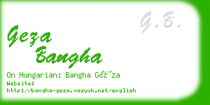 geza bangha business card